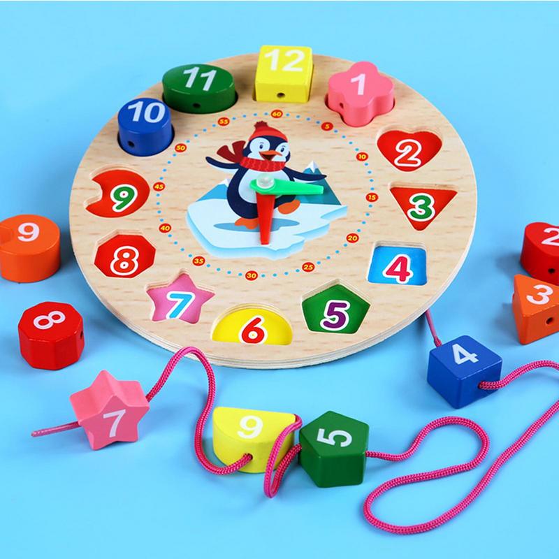 Игрушка-пазл Часы Деревянные пазлы для малышей Монтессори Обучающие деревянные пазлы-часы Когнитивное сопоставление и сортировка United States