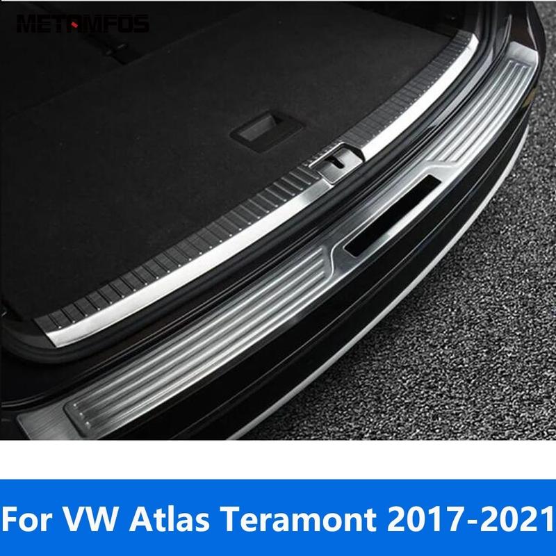 Inner Accessories For Volkswagen Atlas Teramont 2017-  Rear Trunk Bumper Foot Plate Tailgate Door Sill Scuff Guard Plate