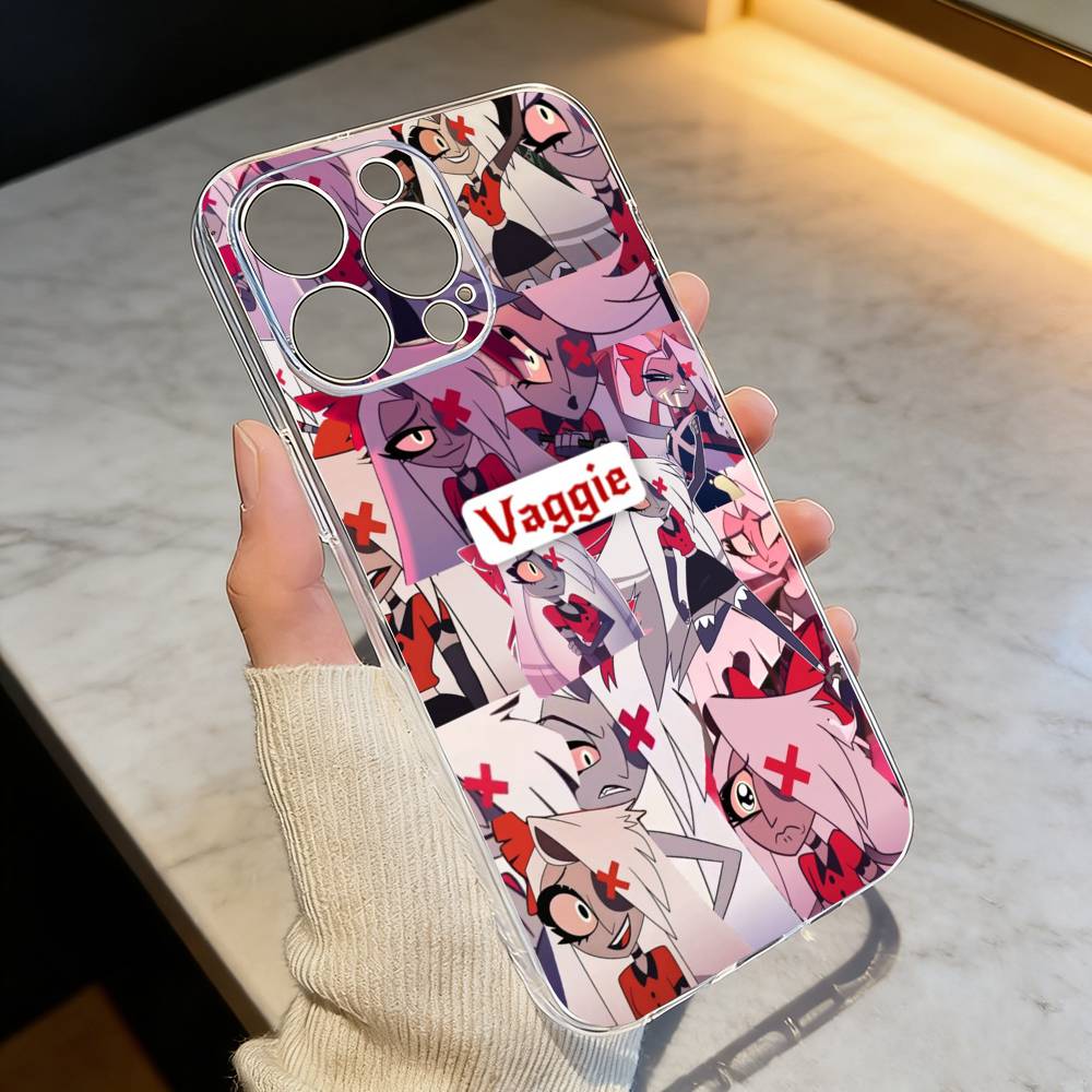H-hazbin hotel V-veggie  Phone Case Transparent Silicone Soft For iPhone 17 16 15 14 13 12 11 Mini Pro Max Plus
