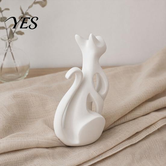 Desktop Cat Decor 3D Printed Hollow Figurine, Modern Abstract Sitting Kitten Statue, Artistic Design Animal Sculpture for Home Decoration, Gift Lovers