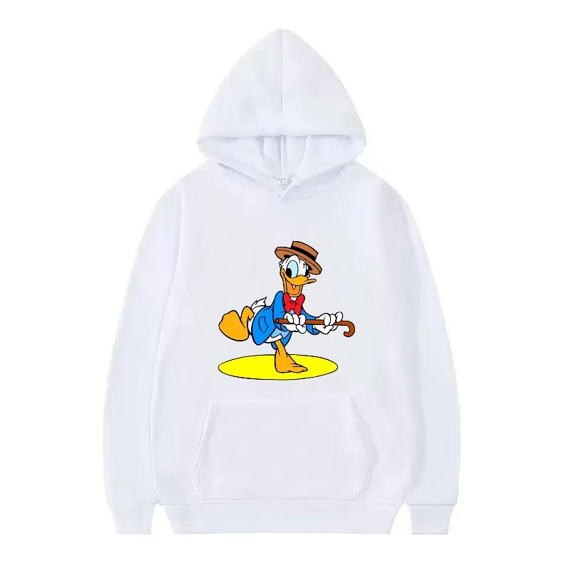 Disney Donald Duck Muster Damen Fleece Sportlich Locker Grau Herbst Oberteile Kleidung Pullover Damen Günstig Y2k Hoodies Herren Sweatshirts