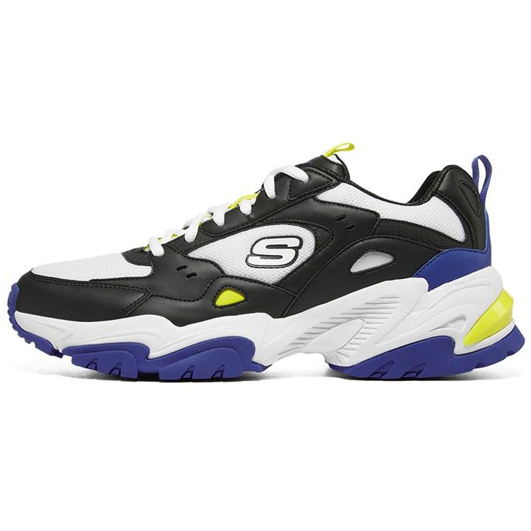 Skechers Stamina V2 Mecha Shoes II Glow Wings Round Toe Lace-Up Low-Top Dad Shoes Men sneaker Black Blue White 237209-BKMT