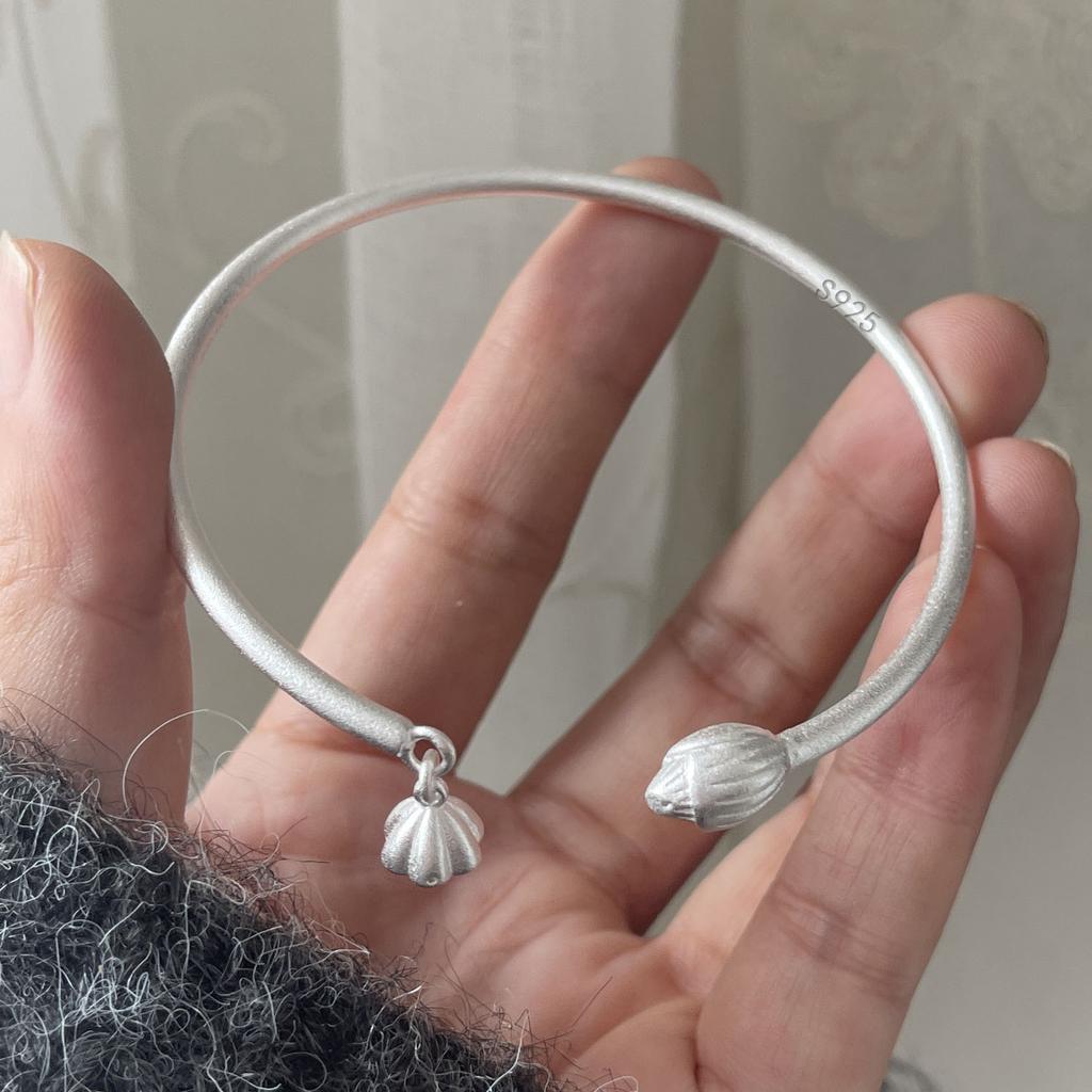 100% Solid 925 Sterling Silver Metal Bracelet for Women Men Shinning Handmade Simple Narrow Flower Bracelets For Birthday Gift