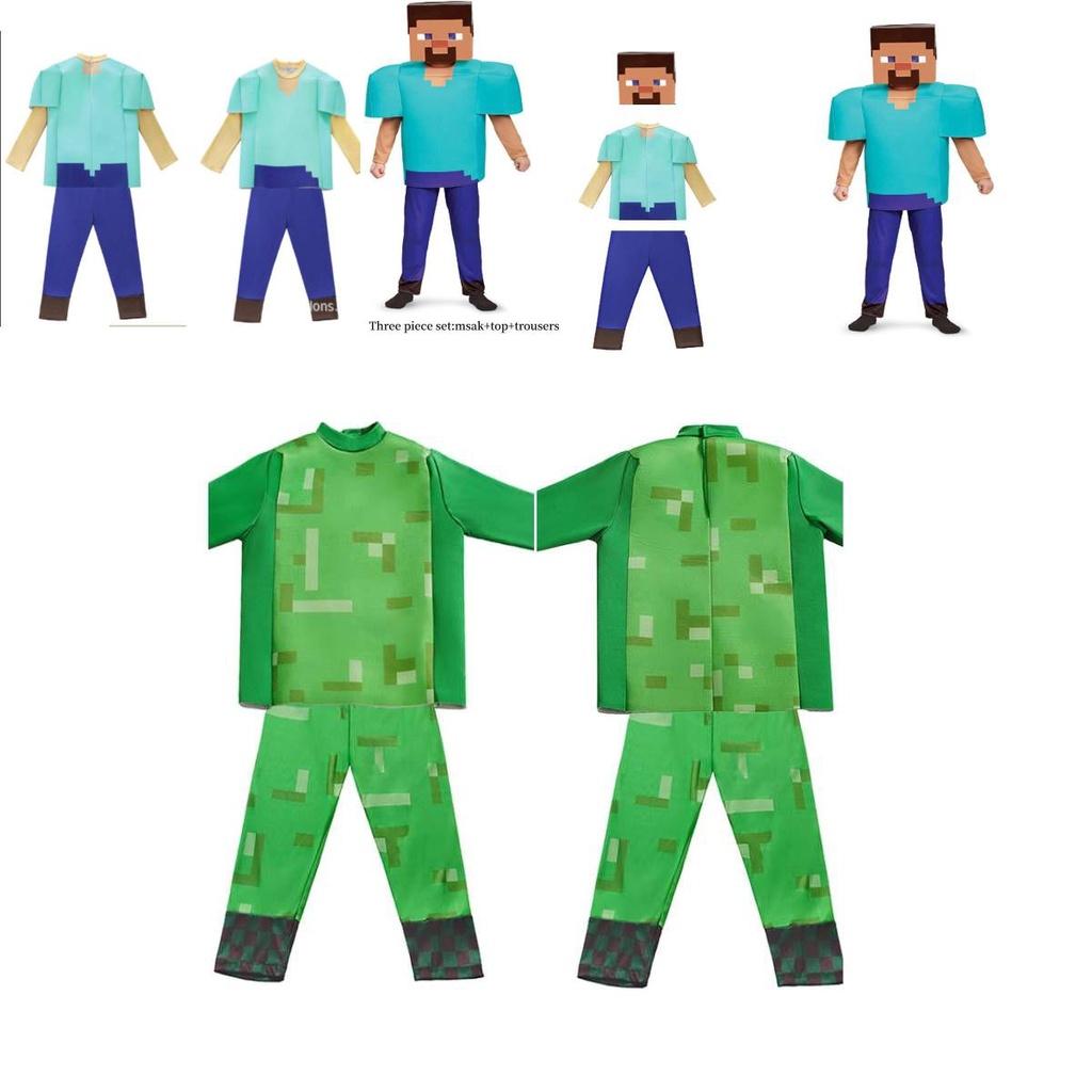 Halloween Minecraft Creeper Kostuum Set Voor Kinderen 3 Delige Cosplay Set