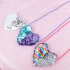 Kids Girl Dual Color Sequins Heart Shape Shoulder Bag Coin Purse Small Handbag