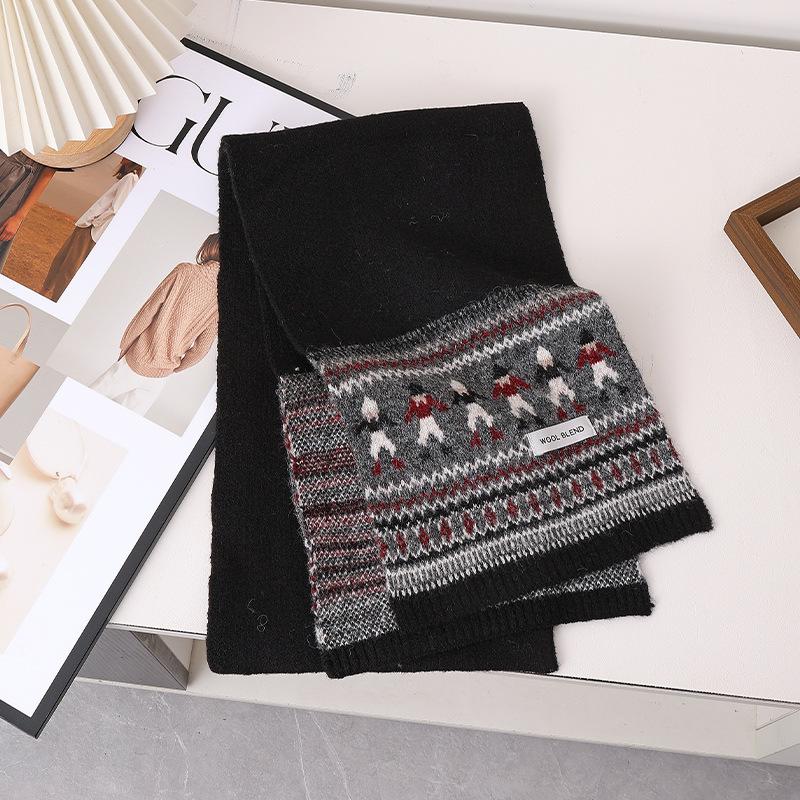 Retro Red Green Print Fashion Winter Women Knit Scarf Headscarf Casual Preppy Scarve Lady Mujer Wrap Shawl Korean New Christmas