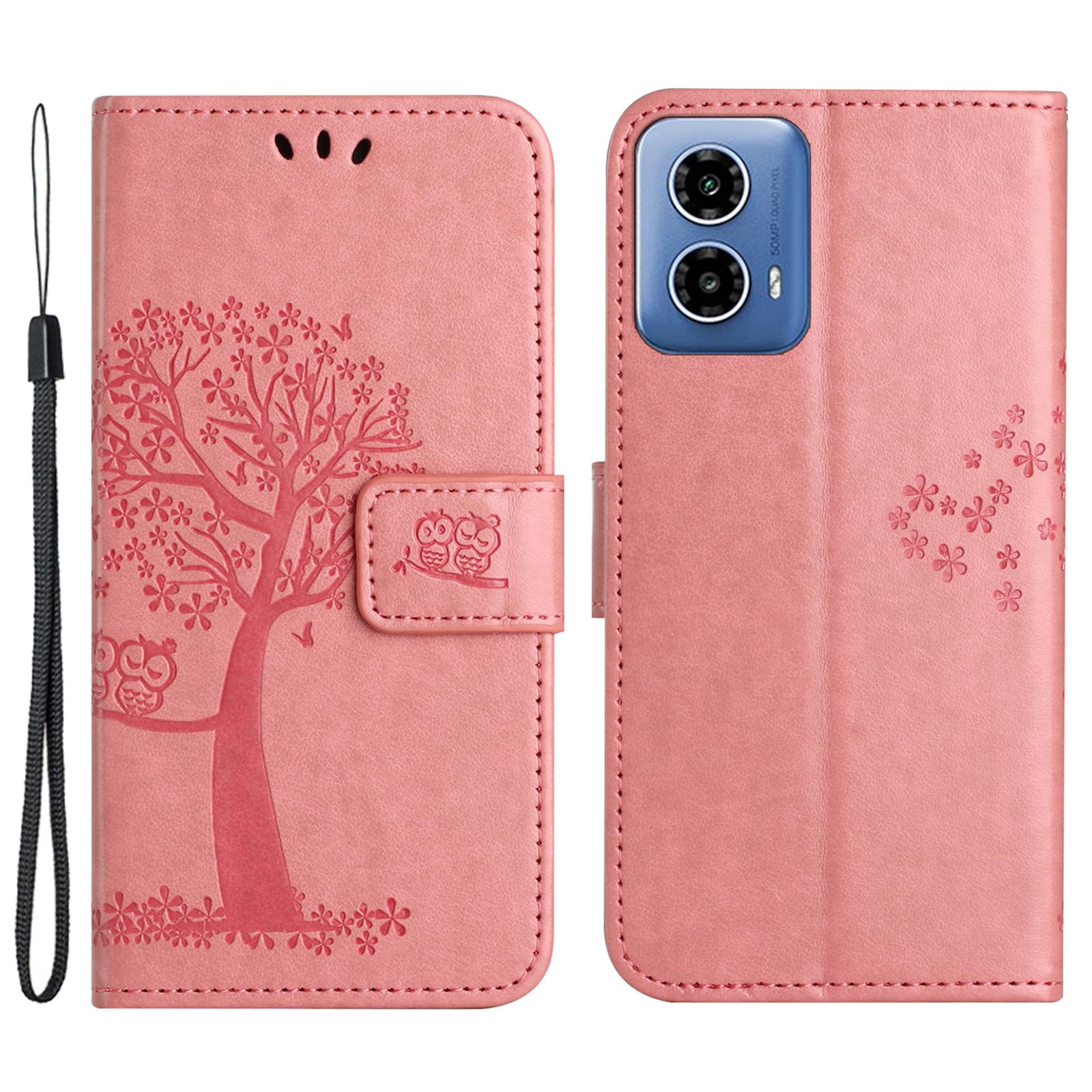 

For Motorola Moto G24 Power Imprinted Pattern Wallet Phone Case PU Leather Phone Cover Pink