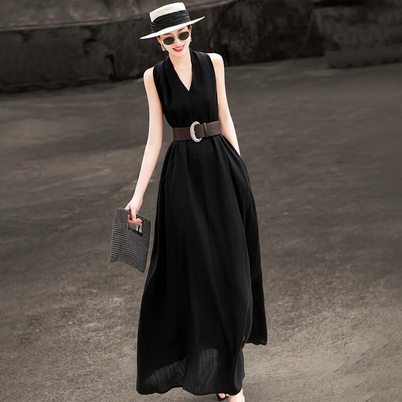 Lanser 2026 Summer French Elegant Halter V-neck A-Line Dress L