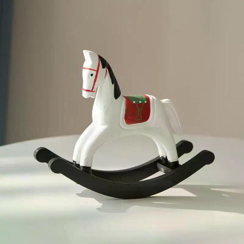 Wooden Rocking Horse Ornament Desk Decor Living Room Decor Balance Art Adornment Creative Gift Souvenir