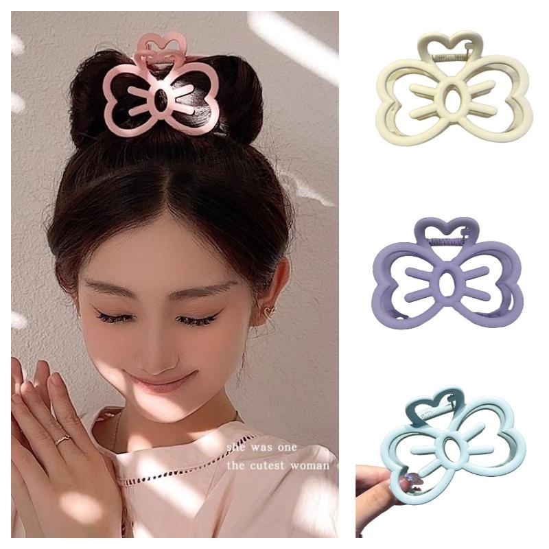Charming Resin Hair Accessory Lovely Pink Bow Knot Clip For Teens