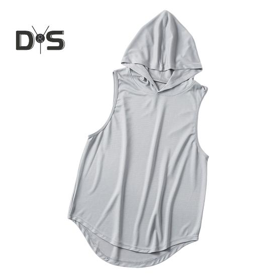 Herre Sportsvest Tynn Løs Hette Hurtigtørkende Ensfarget Lett Elastisk Basketball Jogging Gym Trening T-skjorte