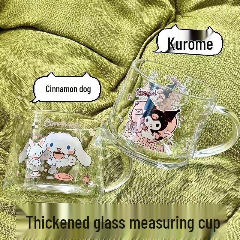ZISIZ Kuromi Glass Breakfast Cup with Lid