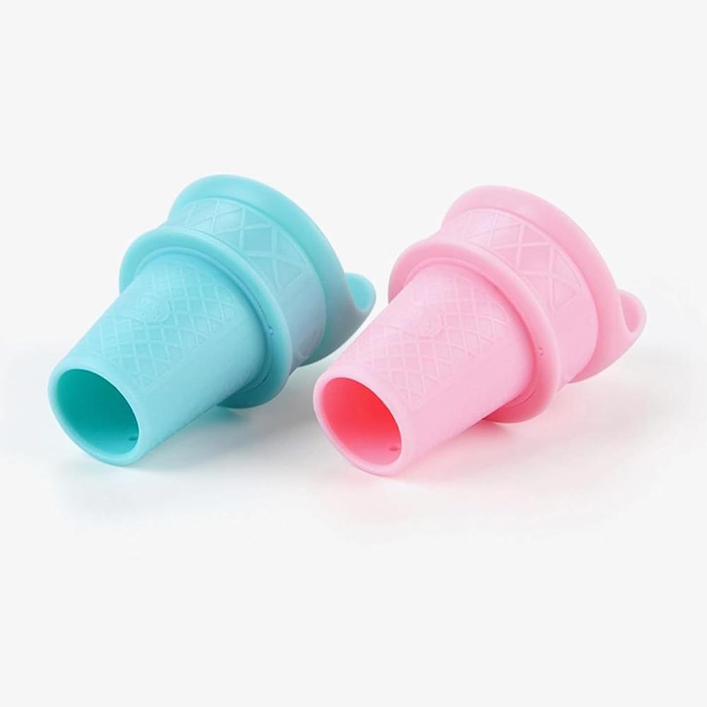4Pcs Reusable Ice Cream Cone Scoop Holder (2× Pink + 2× Blue) For Birthday Party