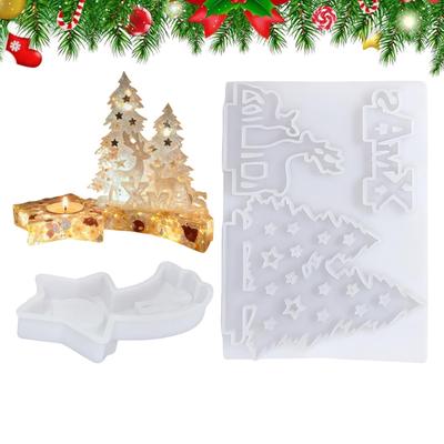 Weihnachten Schwanz Stern Kerzenständer Form Weihnachtsbaum Elch Winterszene Gießformen DIY Weihnachten Teelicht Kerzenhalter Form