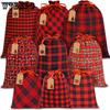 9pcs Christmas Drawstring Bag Christmas Faroge Bag Red Envelope Bag Storage Bag Kraft Paper Label Candy Bag
