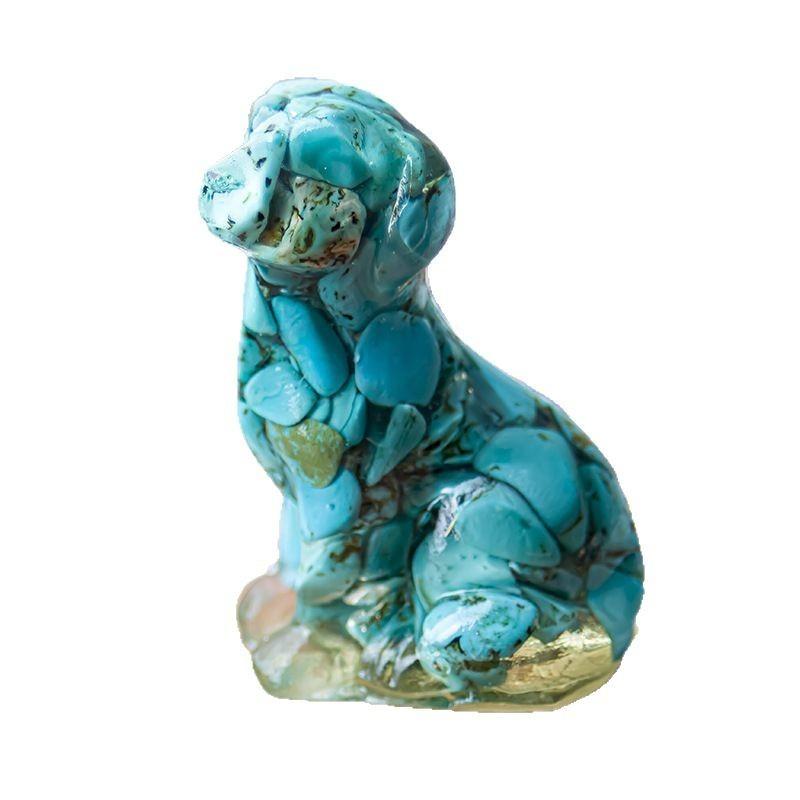Resin Dog Figurine With Natural Crystal For Office Desk Decor And Home Gift