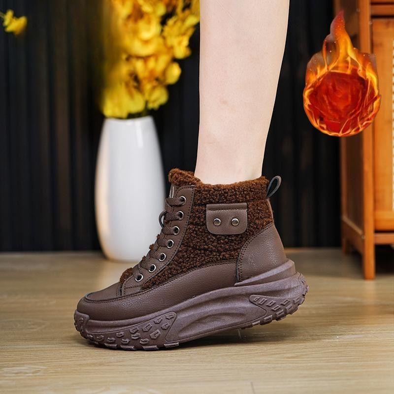 Snow Boots Women's Autumn and Winter High-top Shoes Plus Velvet Thick Warm Short Boots Cotton Shoes Women's Shoes