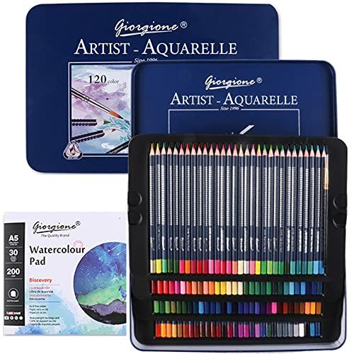 

Watercolor Pencils, Watercolor Brushes & Watercolor Paper Set [Enjoy both colored pencils and watercolors, ready to use] Enjoy at home as a hobby or a