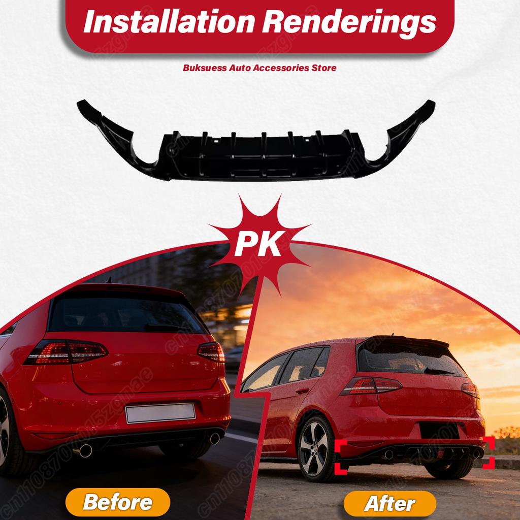 For VW Golf 7 MK7 Standard /GTI / GTD 2013 2014 2015 2016 Automobile Rear Bumper Blade-style Diffuser Lip Body Modificatikon Kit