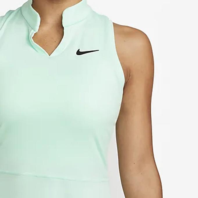 Nike Logo Print V-Neck Design Quick-Dry Eco-Friendly Breathable Tennis Sports Sleeveless Dress Women Dresses Green DD8731-379