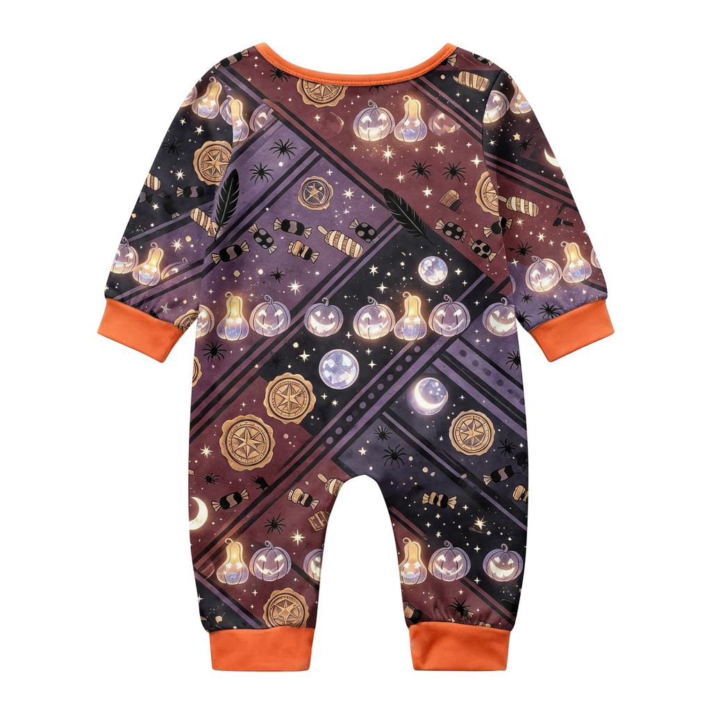 Family Matching Halloween Print Pajama Set with Short Sleeve Top and Pants for Parent and Child