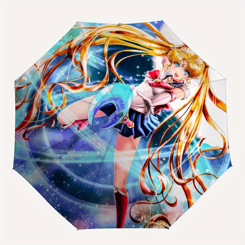 Sailor Moon Crystal Brooch Pin  Anime Accessory for Fans Umbrella, Portable 3 Fold Compact Umbrella for Men & Women,S78