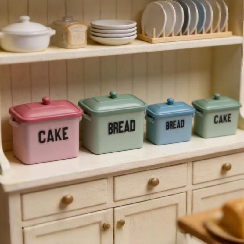 Dollhouse Mini Cake Bread Storage Box Model Dollhouse Simulation Kitchen Decor Accessories Micro Scene Po Props