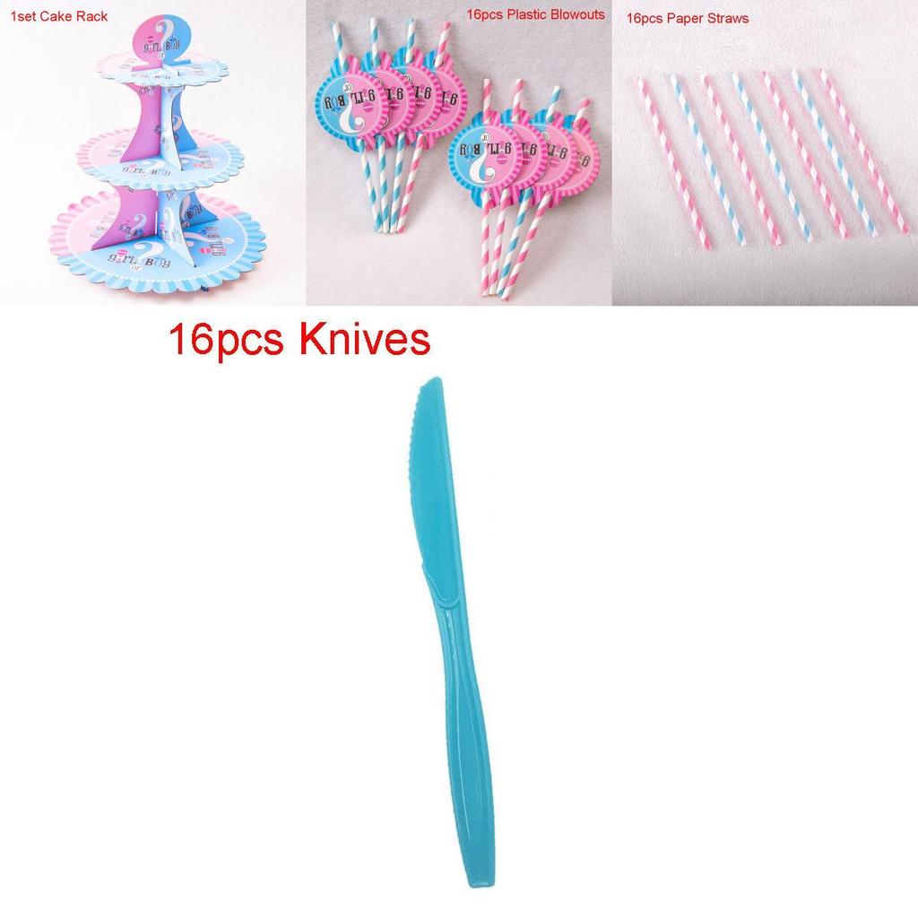 Elegant Baby Gender Reveal Party Decoration Boy Or Girl Disposable Tableware Set