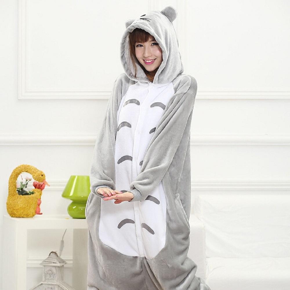 Totoro Kigurumi Onesie Women Anime Cosplay Costume Cute Cat Winter Flannel Warm Adult Animal Festival Carnival Fancy