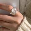 Trendy Modern Womens Ring With Unique Cracked Ice Crystal And Adjustable Fit