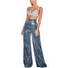 Women's Personalized Street High Waist Hot Silver Wide Leg Pants