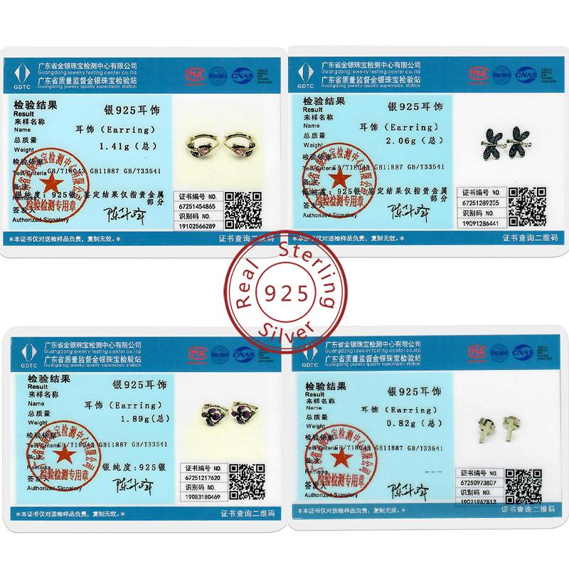 Hoop Earrings 925 Silver Sparkling Retro Pattern Heart and Dragonfly Stud Earrings for Women Girl Party Wedding Jewelry