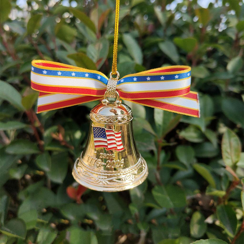 USA 250th Anniversary Bell Ornament Handmade Patriotic Commemorative Doorbell for Patriotic Holidays Christmas Tree
