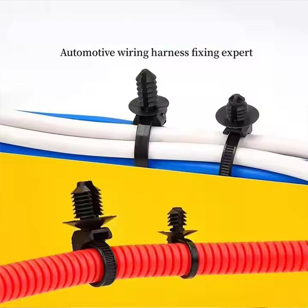 100pcs Self-Locked Nylon Cable Tie Push Clips For Car Wiring Harness Fixed Cable Tie Buckle Straps Car Accessories