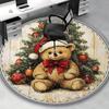 1pc Christmas Teddy Bear Santa Hat Chair Mat - Anime Cartoon Design, Non-Slip Carpet for Office Chair, Home Decor, Living Room, Bedroom, Game Room, Do