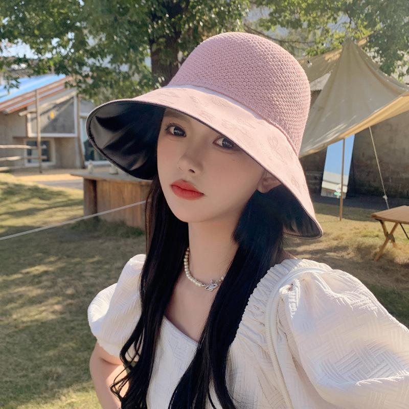 Vinyl Hat Female Embossed Butterfly Mesh Breathable Bucket Hat Summer Outdoor Sunscreen Sun Hat New