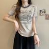 Summer pure cotton Short Sleeve T-Shirts for Women harajuku letter print Simple Casual slim Soft All-Match y2k Tops Tees Fashion