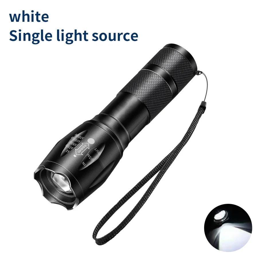 4 In 1 Multi-color Strong Light Flashlight LED Aluminum Alloy Zoom Flash Light Torch Rechargeable Outdoor Camping Lamp