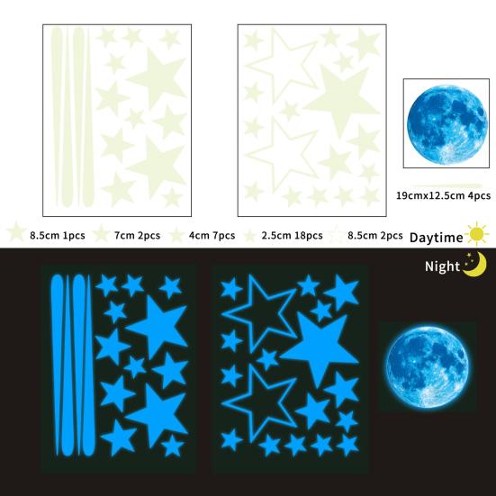 Waterproof Wall Stickers Self-Adhesive PVC Scratch-Resistant Wall Decals Removable Glow in The Dark Wall Stickers for Bathroom Living Room Bedroom