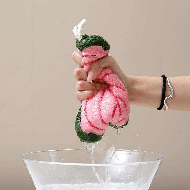 Leaf Wipe Hand Towel Coral Fluff Towel Kitchen Cleaning Household Soft Absorbent Creative Hanging Bathroom Hand Towel