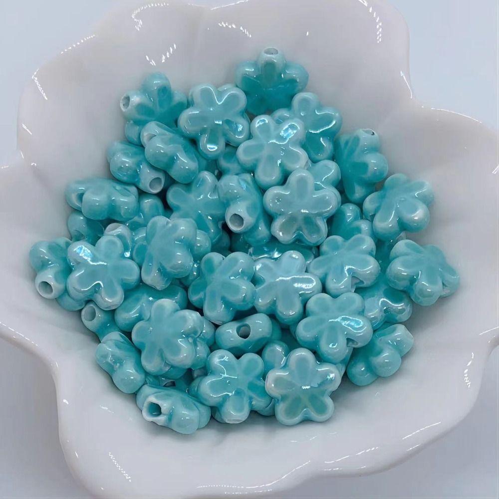 10pcs Ceramic Five-petaled Flower Bead Handmade Craft Jewelry Making Material Gift