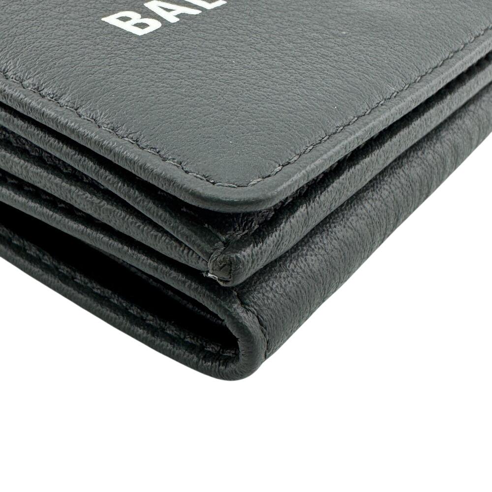 BALENCIAGA 551921 Compact wallet leather Every day Tri-fold wallet Dark gray leather Used