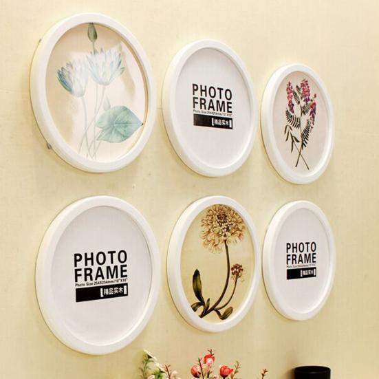 Wall Mount Round Photo Frame Rustic Wooden Picture Art Painting Display Frame Indoor Home Office Bedroom Wall Hanging Decoration