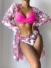 Women's Bikini Floral Sexy Quick-drying Swimsuit 3-piece Set