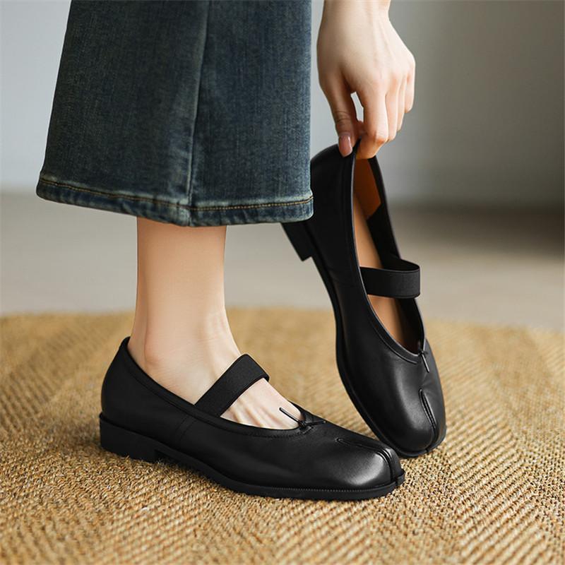 Fashion New Spring/summer Genuine Leather Mary Jane Shoes for Women Fashion Split Toe Shoes Low Heels Women Pumps Flat Shoes Purple