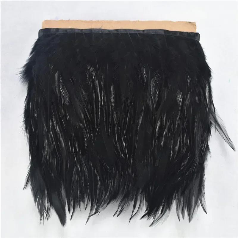 FeatherColored Pheasant Feathers On Tape Trim Fringe White Black Rooster Chicken Feather Skirt Trims Clothes Ribbon Sewing Handicrafts