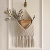 Macrame Mail Organizer Wall Mounted, Handmade Hanging Woven Basket for Boho Home Office Decor, Over the Door Key Letter Envelope File Holder for