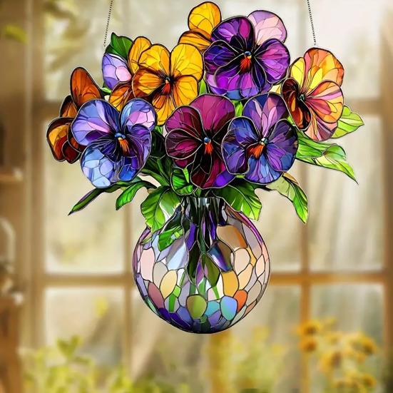 Acrylic Garden Sign with Potted Plant Pattern Weather-Resistant Outdoor Pendant 2D Lawn And Patio Decor for Home Celebration And Garden