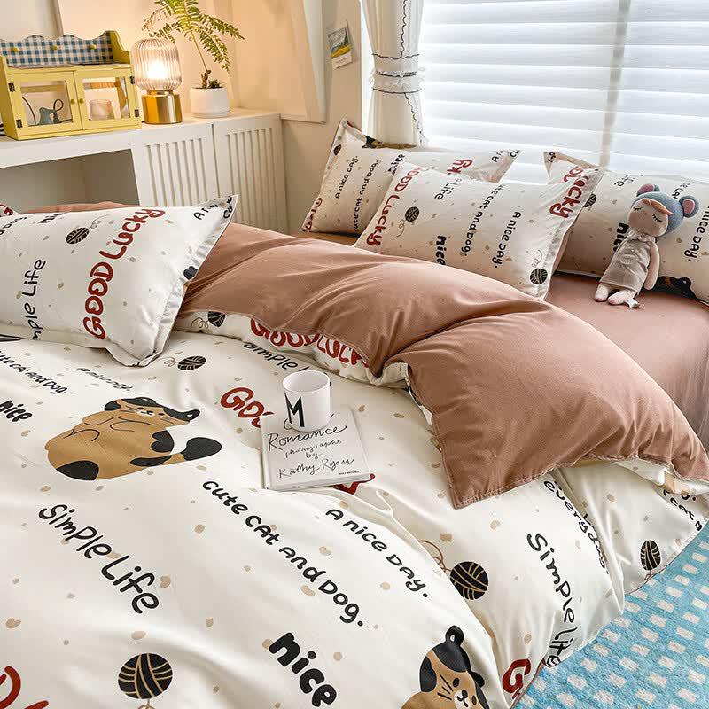 Kitten Print Aloe Vera Cotton 4-Piece Bedding Set