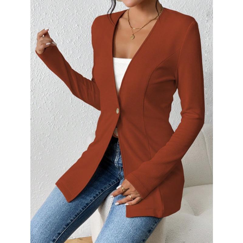 DAFIFY Women's Fashion Casual Solid Color Print Autumn Winter Long Sleeve Jackets & Coats